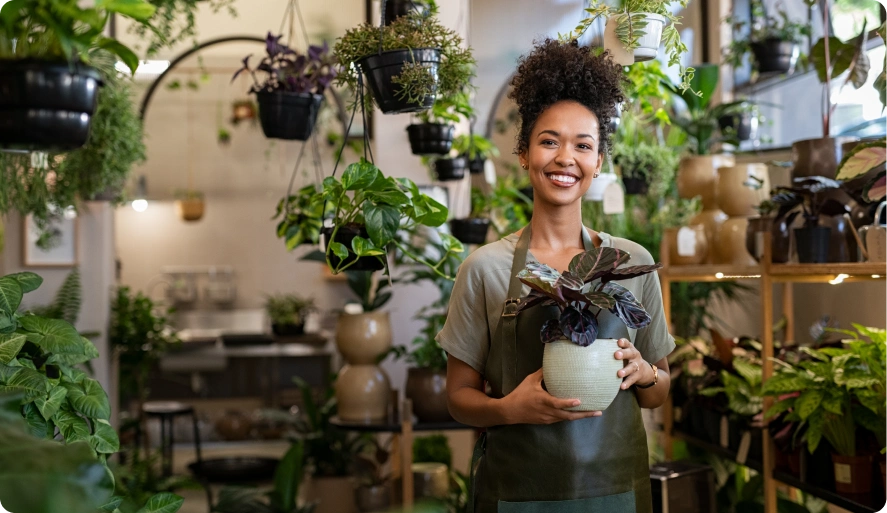 Mulher em floricultura