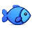 Ícone 3D azul do formato de um peixe